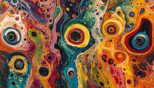 Abstracte kleurrijke rondjes zonnestelsel panorama