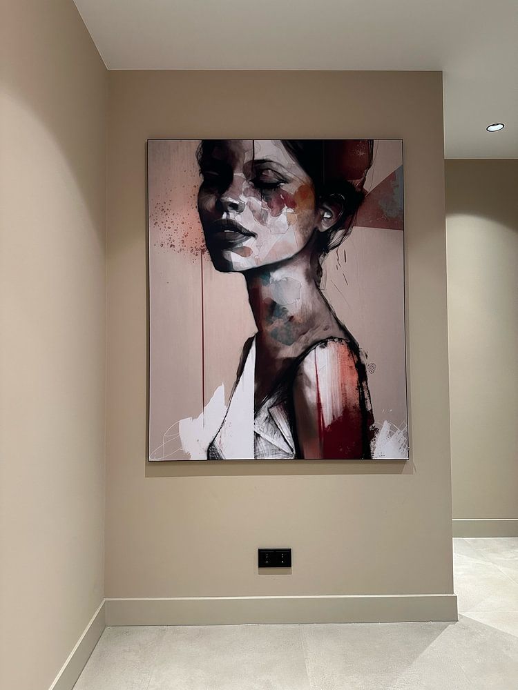 Abstract portret, combinatie warm en pastel  van Carla Van Iersel 