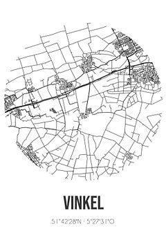 Vinkel (Noord-Brabant) | Karte | Schwarz und Weiß von Rezona