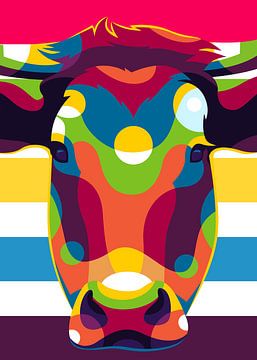 Het koeienportret in Pop Art stijl van Lintang Wicaksono