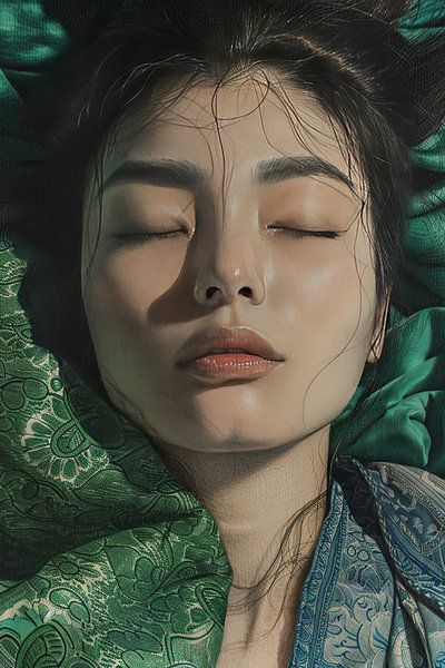 femme japonaise aux yeux fermés par Egon Zitter