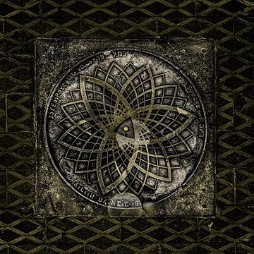 Manhole Cover Jaffa 3. Industrieel in Digital Art van Alie Ekkelenkamp