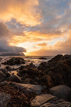Coucher de soleil dans les Lofoten, Norvège