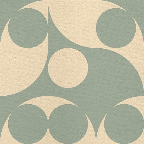 Op Bauhaus en retro 70s geïnspireerde geometrie in groen en beige