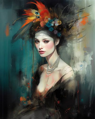 Modern portrait in warm colour tones