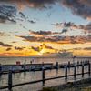 Zonsopkomst bakens Waddenhaven Vlieland van R Smallenbroek