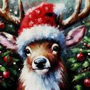 Christmas Collection | Rudolph | Reindeer with red Santa hat by MadameRuiz thumbnail