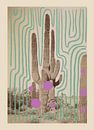 Collage art print with vintage analogue photo of a cactus by Renske thumbnail