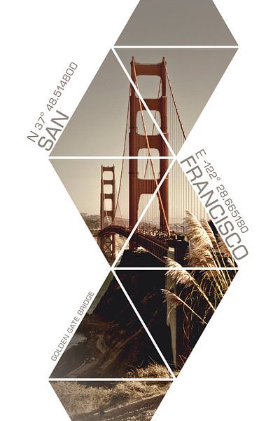 Coordonnées SAN FRANCISCO Golden Gate Bridge par Melanie Viola