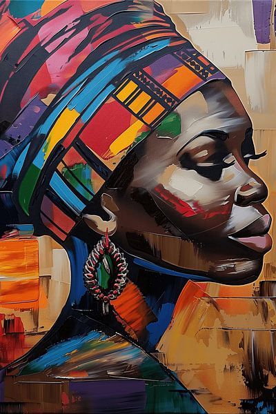 Abstract and colourful portrait of a woman of colour variation 2 by Steinfox Art