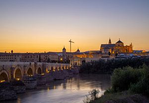 Die römische Brücke von Córdoba bei Sonnenuntergang | Reisefotografie Andalusien, Spanien von Teun Janssen