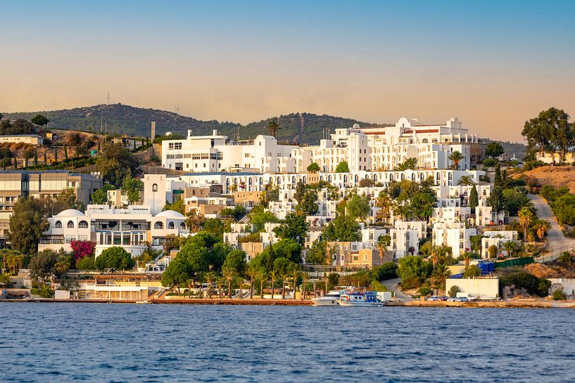 Holiday resort in Bodrum during sunset on the Aegean Sea by Michiel Ton
