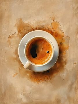 Realistische Bovenaanzicht van Kopje Espresso met Koffievlekken van Color Square