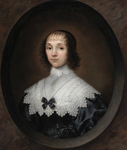 Portrait of a lady in a black dress and lace collar, Cornelis Janssens van Ceulen by Masterful Masters