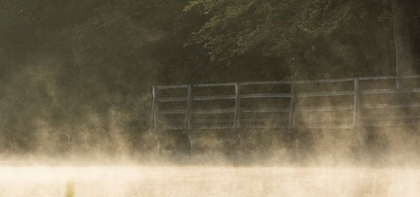 Bridge in the morning mist by Guido Rooseleer