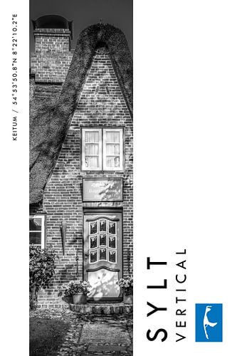 Sylt Vertical Keitum Friesenhaus aan het wad (zwart-wit)