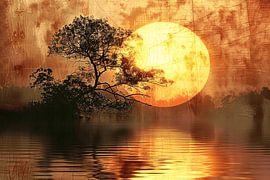 Sunset with Willow tree by Art & Soul Creations