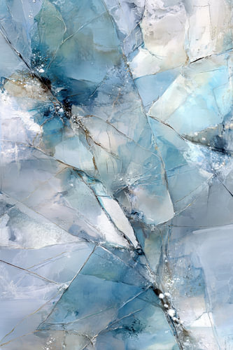 IJsblauw Abstract Schilderij - Elegant IJs