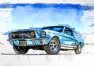 Ford Mustang 1967 painting watercolors by Bert Hooijer thumbnail