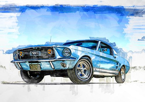 Ford Mustang 1967 malt Aquarelle