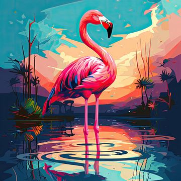 Flamingo Pop Art Poster Print sur Niklas Maximilian