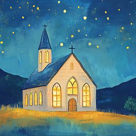 Ciel bleu Étoiles jaunes sur Art Merveilleux