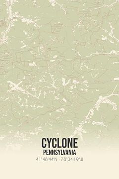 Alte Karte von Cyclone (Pennsylvania), USA. von Rezona