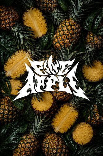 Heavy Metal Typography Poster, Pineapple Fruit Wall Art, Dark Tropical Decor