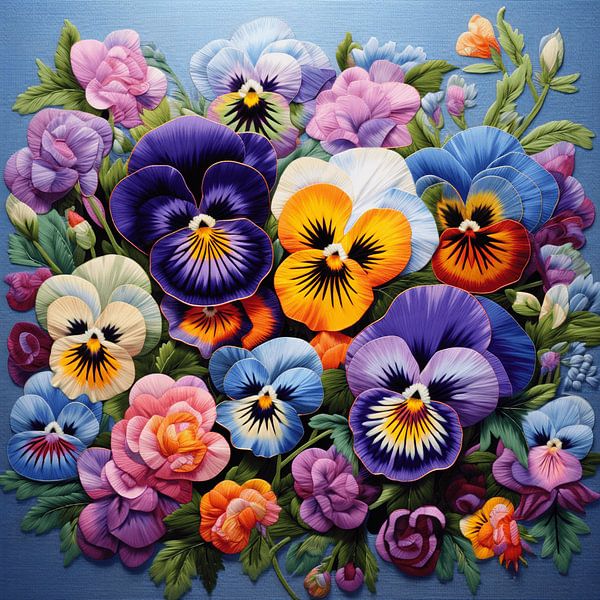 Embroidery Needlework Lush Pansies Tapestry by gm_designs