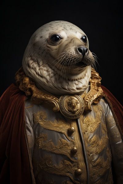 Baroque-style seal by PIX on the wall