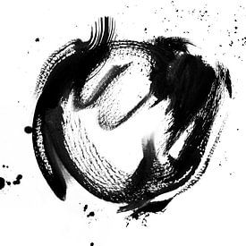 Cirkel van verfstrepen (zwart wit) van Studio Malabar