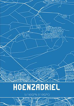 Blauwdruk | Landkaart | Hoenzadriel (Gelderland) van MijnStadsPoster