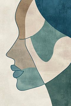 Abstract profile portrait in soft colours by Poster Art Shop