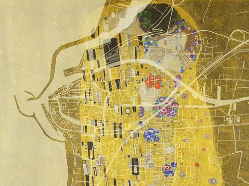 Carte de Harlingen avec le Baiser de Gustav Klimt