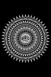 Mandala des heiligen Auges – Schwarz-Weiß von Thesacredeyes