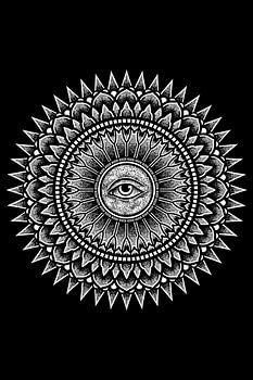 Mandala des heiligen Auges – Schwarz-Weiß