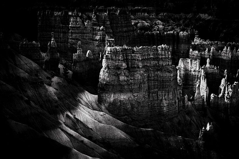 Rotshoofden in Bryce Canyon in zwart-wit van Dieter Walther