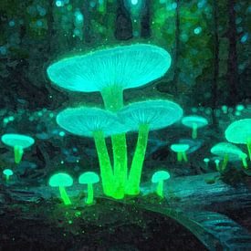 Rêves de champignons vert et bleu sur Sabine Wagner