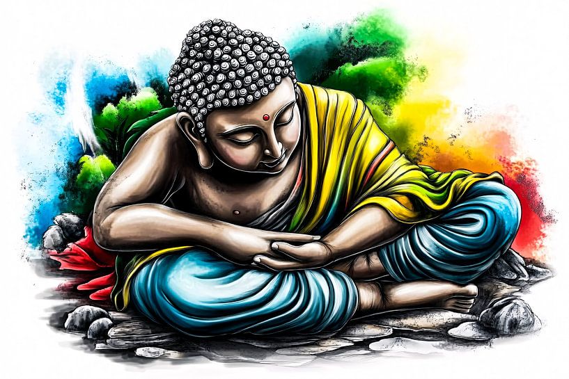 Bouddha coloré en méditation par Art & Soul Creations