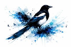 Magpie watercolour by Linda de Klein