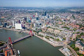 Aerial view of Rotterdam – Willemsbrug, Nieuwe Maas and iconic architecture from the air! by ByOnkruud