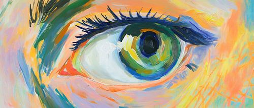 Kleurrijk oog in abstract schilderij