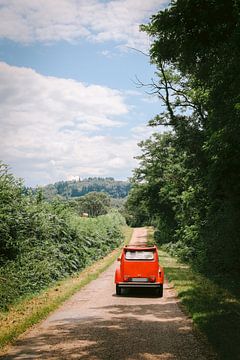 Roadtrip mit rotem Auto von Marika Huisman fotografie