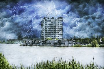 Zware storm trekt over de Bergse Plaat in Bergen op Zoom van Fotografie Jeronimo