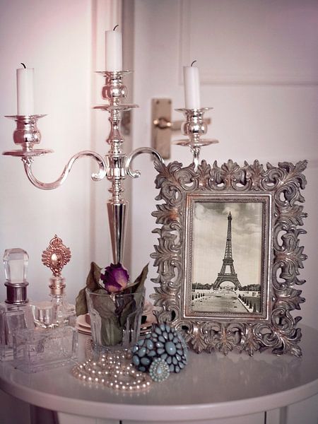 Pastel pink vintage Eiffel Tower in photo frame by Christine aka stine1