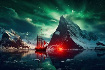 Noorderlicht in het ijzige Noorwegen van fernlichtsicht