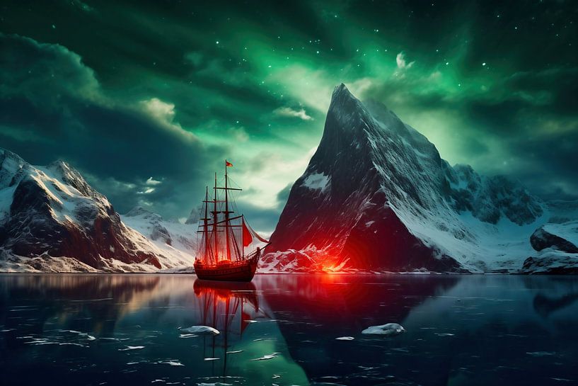 Aurores boréales dans un environnement glacial en Norvège par fernlichtsicht