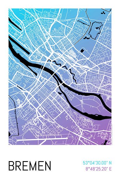 Bremen - City Map Design City Map (gradient) by ViaMapia