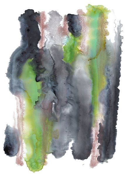 Abstrait en gris, vert et métallique par AI and Me