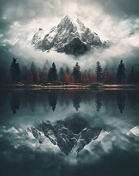 Reflectie van de berg in het meer van fernlichtsicht